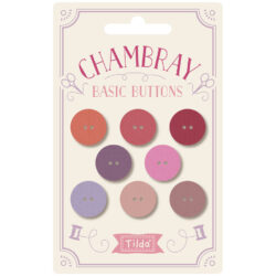 Tilda Chambray Buttons 0,63 in (16mm) 8 pcs Lilac/Red/Coral Feb. 2027