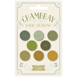 Tilda Chambray Buttons 0,63 in (16mm) 8 pcs Yellow/Green/Sage Feb. 2027